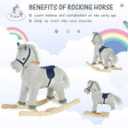 Kids Rocking Horse - Wood Base, Sound, Handlebars - for Ages 36-72 months