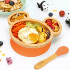 Mouse Bamboo Plate & Spoon Set Orange