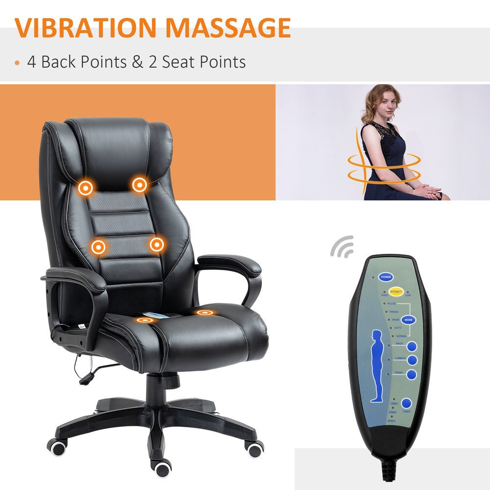 Black Massage Office Chair - High Back, Vibration, 6 Points