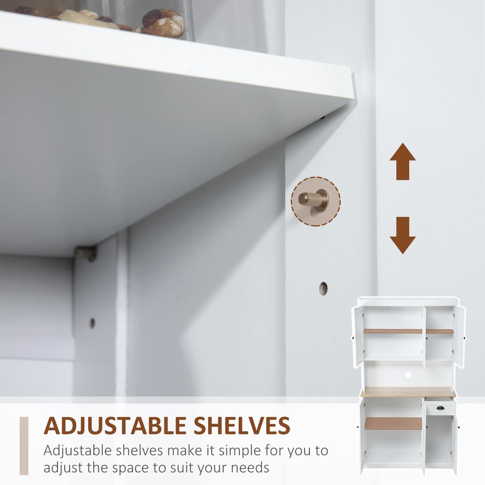Kitchen Cupboard Storage Cabinet: Stylish + Spacious w/ Adjustable Shelves & Pull-Out Drawer