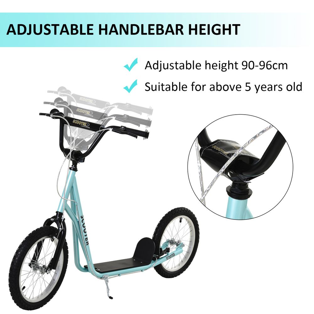 Kick Scooters for Kids with Adjustable Height, Anti-Slip Deck, Dual Brakes, Rubber Tyres, for Boys and Girls Aged 5+ Years Old - Blue