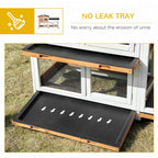 Rabbit Hutch Outdoor with Run Guinea Hutch 2-Tier Bunny Cage w/Wheels No-Leak Plastic Tray 157.4 x 53 x 99.5 cm - Yellow