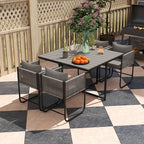 Rattan Dining Set, Rattan Cube Dining Sets w/ Space-saving Design
