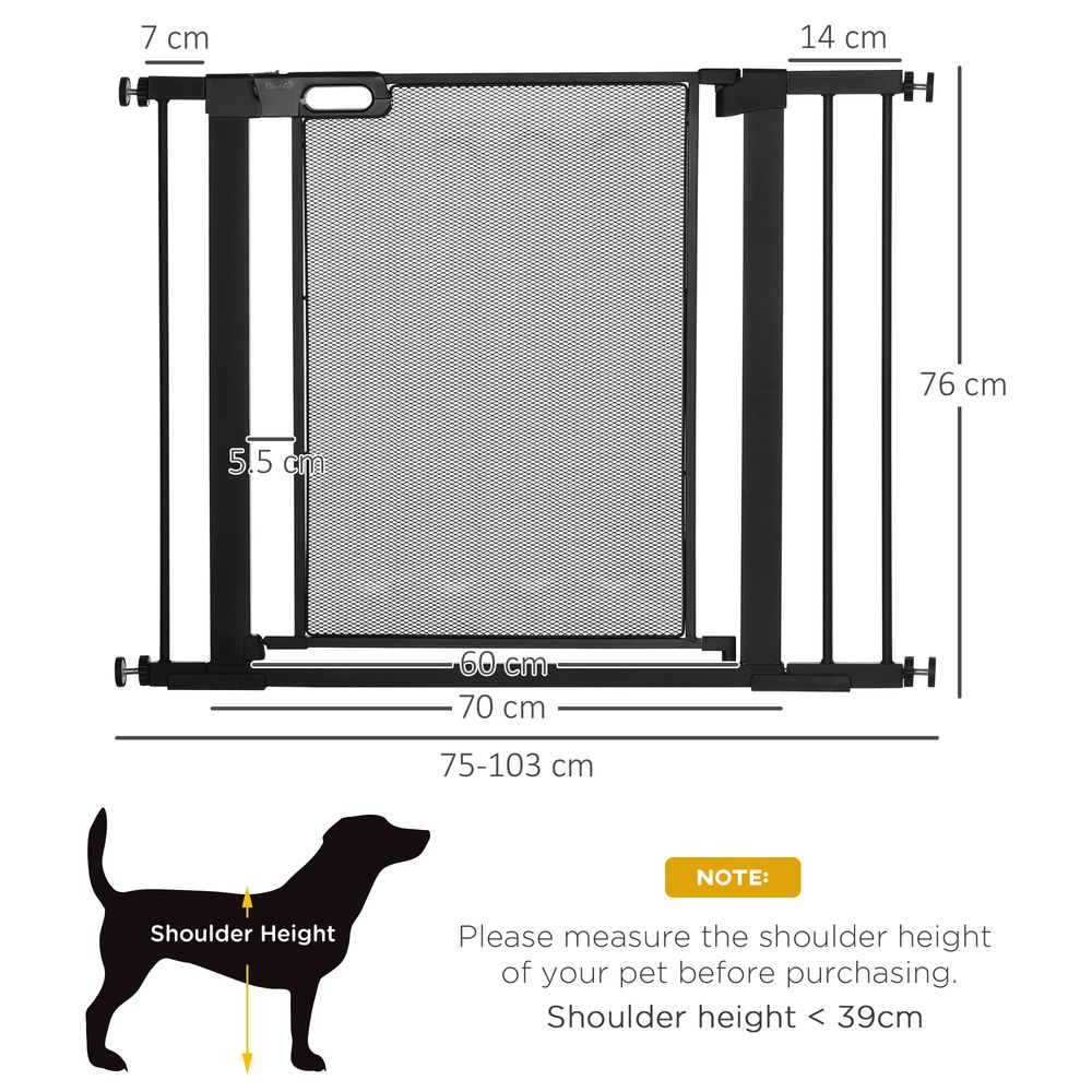 Pressure Fit Safety Gate, Auto Close, 75-103 cm, Black