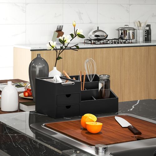 Organiser Holder Multi-Function Storage Caddy Drawers Black