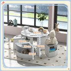 5-Piece Kids Table and Chairs Set w/ Storage for 3-8 Years Old-Grey