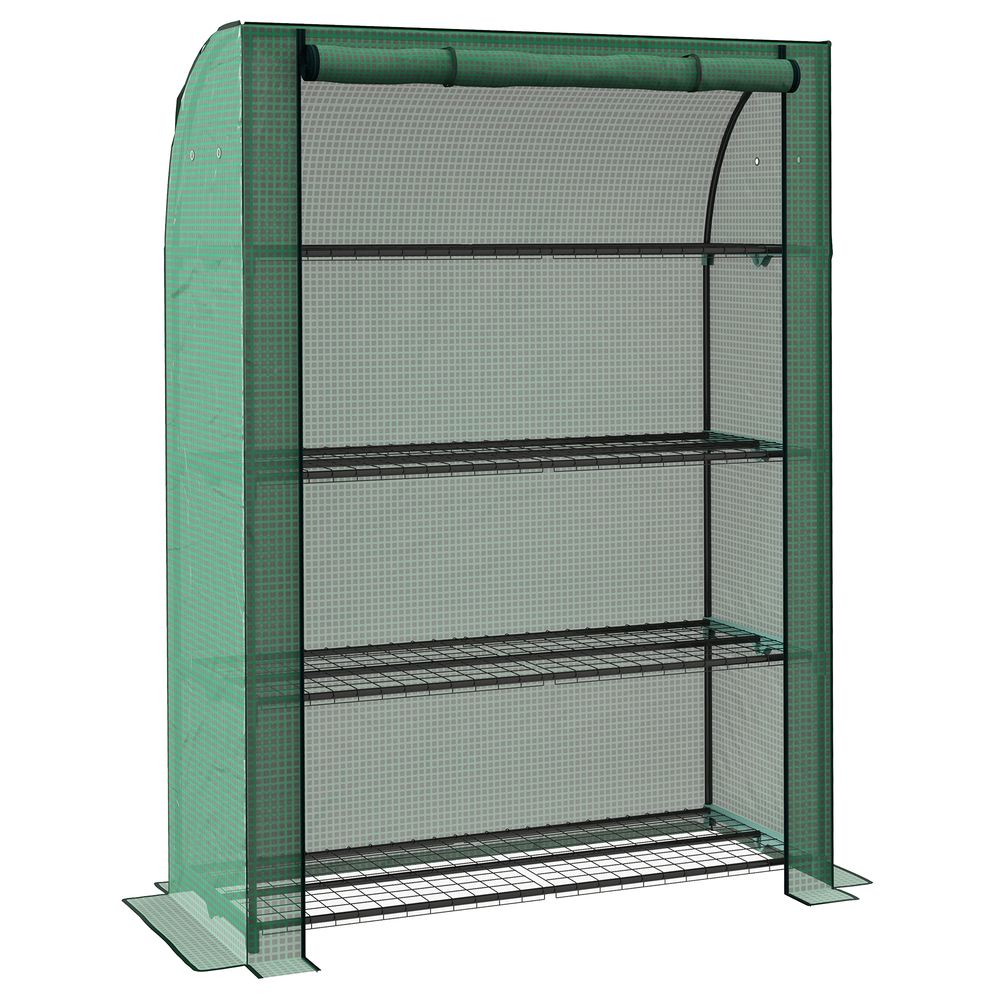 Mini Greenhouse: 4 Tier Shelves, Portable & Durable, 170H x 120W x 50Dcm, Green