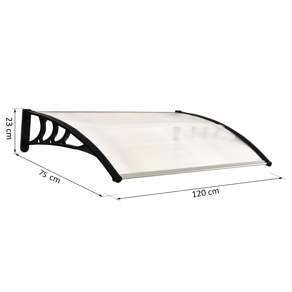 Clear Polycarbonate Curved Awning - 75x120x23 cm - UV Resistant