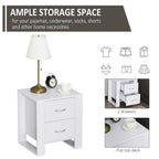 Modern 2-Drawer White Bedside Table - Particle Board, Luxe Design