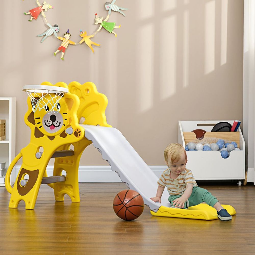 Kids Slide & Basketball Hoop: Indoor Fun for Ages 18-36 Months