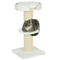2 Tier Cat Resting Tree - Top Basket Cushion, Sisal Post - Cream White