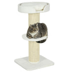 2 Tier Cat Resting Tree - Top Basket Cushion, Sisal Post - Cream White