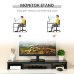 Dual Monitor Stand Riser with Adjustable Length and Angle, Screen Riser for Laptop, Computer, PC, Printer, TV, Black