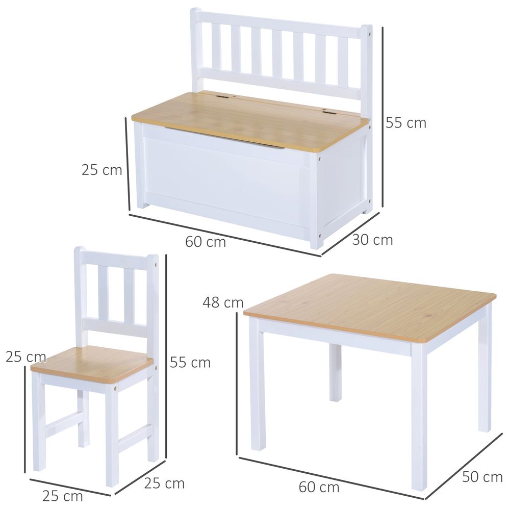 4-Piece Kids Wood Table Set w/ Storage