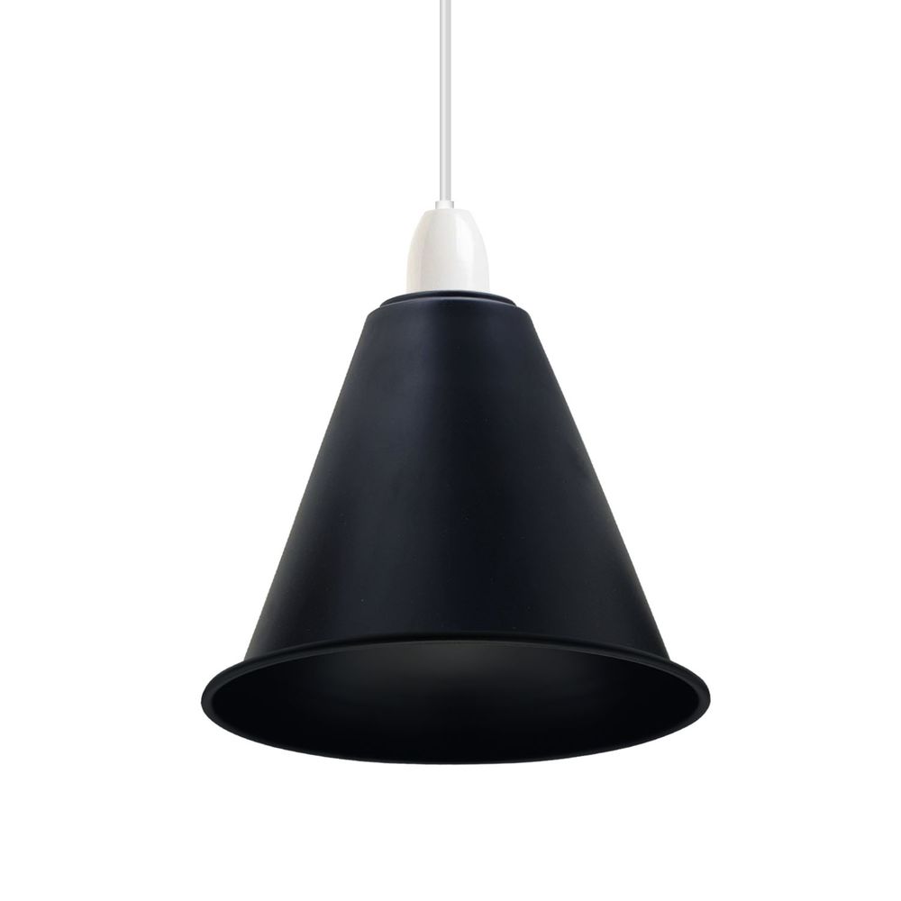 Large Easy Fit Pendant Light Shade 18cm Metal Lampshade Wall Lamp Black