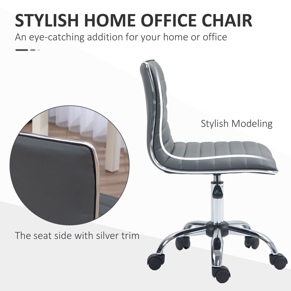 Ergonomic Dark Grey Office Chair: Armless Mid-Back, Adjustable, 360 Swivel