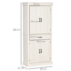 180cm Kitchen Pantry Storage Cabinet Server Food Organizer, White