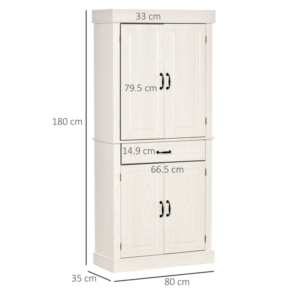 180cm Kitchen Pantry Storage Cabinet Server Food Organizer, White