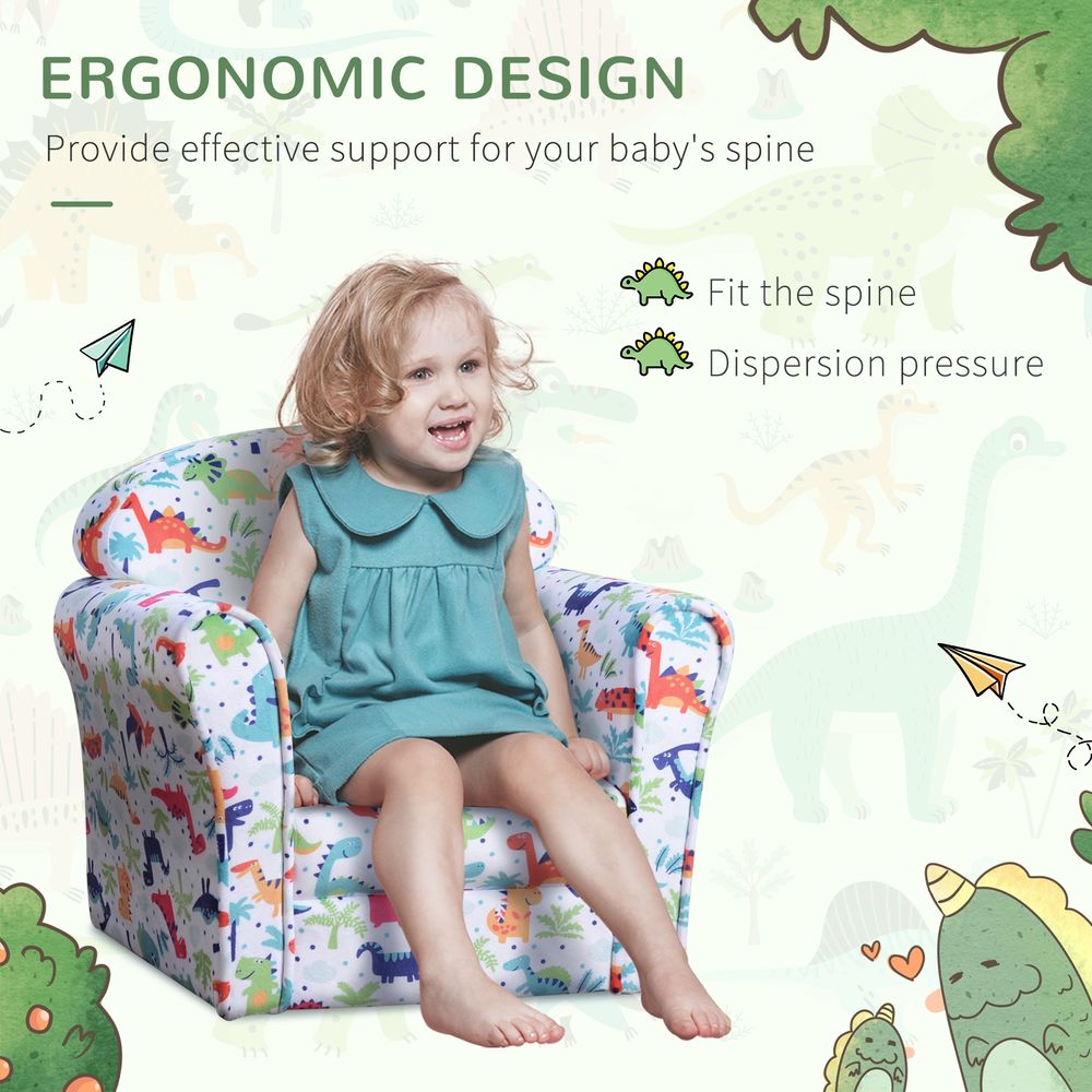 Cartoon Flannel Kids Armchair - Non-slip, Wooden, - for Ages 18-36 Months