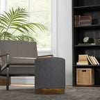 Modern Round Footstool, Fabric Upholstered Foot Rest