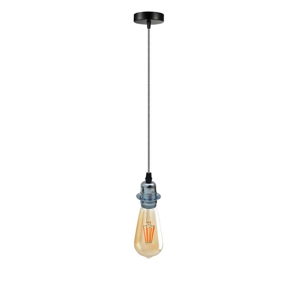 Vintage Industrial Chrome Pendant Light Fitting, lampshade Holder Fitting Set with 2m Cable
