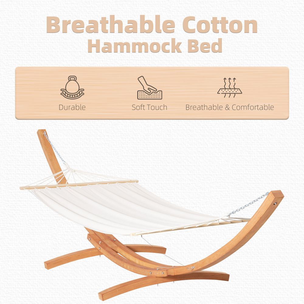 Outdoor Garden Hammock & Wooden Stand - Swing & Relax in Comfort with Sturdy White Bed