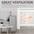 Modern Radiator Cover Cabinet Slatted Design MDF White Medium