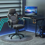 Executive Racing Swivel Gaming Office Chair PU Leather Computer Desk Chair Grey in Leather