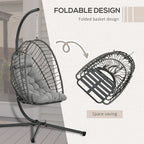 PE Hanging Swing Chair w/ Thick Cushion, Patio Hanging Chair, Grey