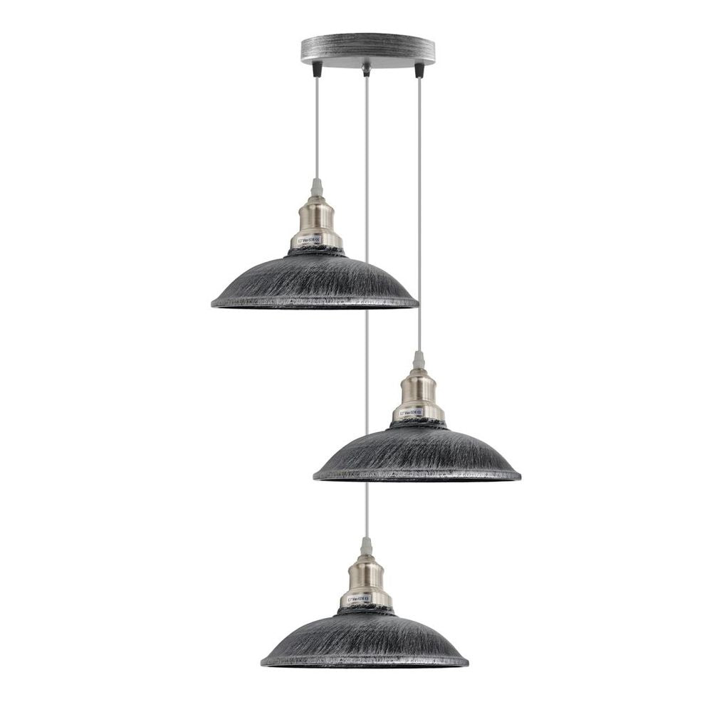 3 Head Vintage Industrial E27 Ceiling Hanging Light Shade Metal Pendant Lamp