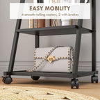 Movable Full Length Mirror with 2 Shelves - Adjustable, Full Body