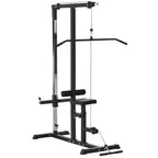 Lat Pull Down Machine with Extra Pulley for Seated Rows, Cable Pulley System with Adjustable Seat for Home Gym