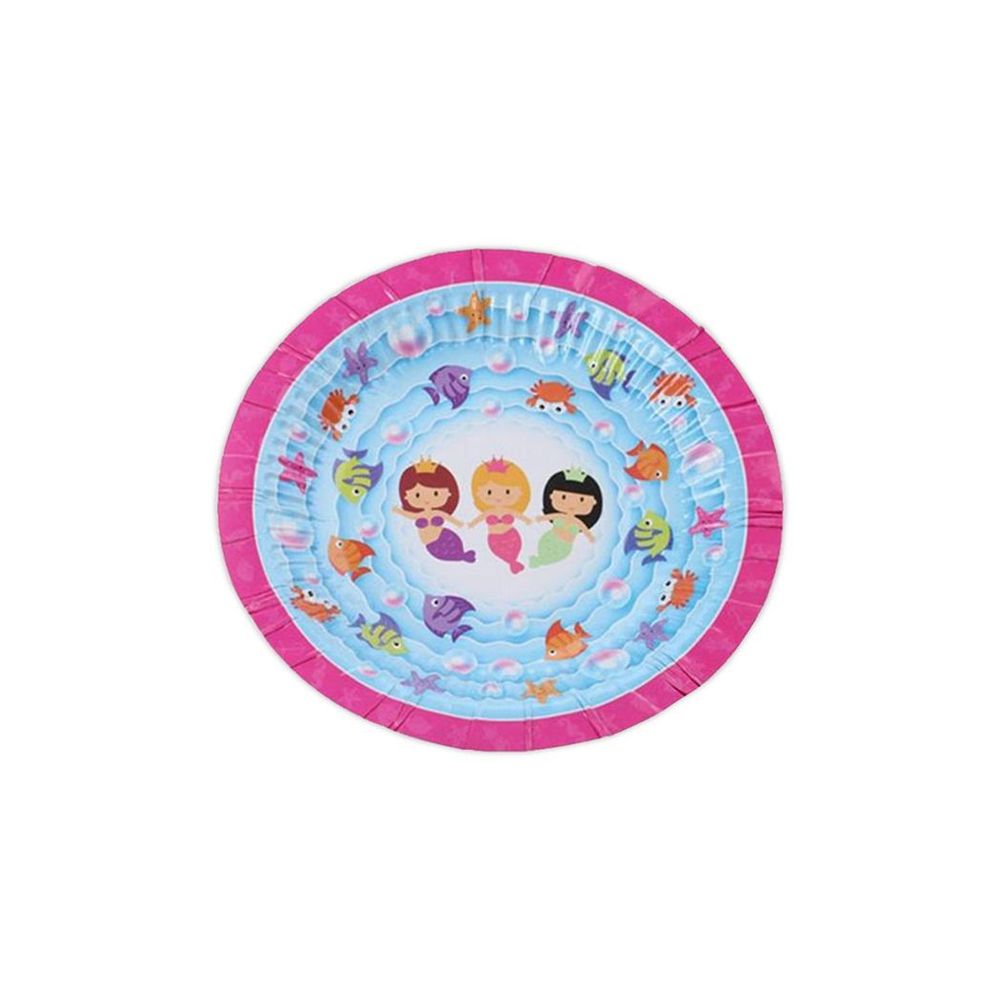 Mermaid Design 7Inch Paper Bowls - Set of 12 for Picnics, Parties & BBQs