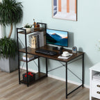 Stylish Computer Desk - 4-Tier Bookshelf - Home Office - Space-Saving - Multifunctional