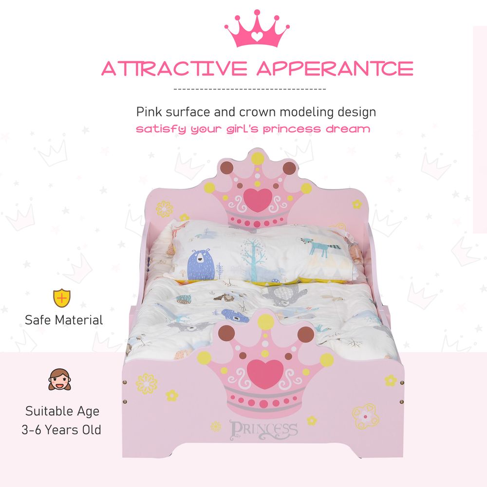 Kids Wooden Princess Crown Bed with Safety Side Rails - Design
