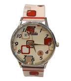 Ladies Analogue Red Square Pink Silicone Strap Watch