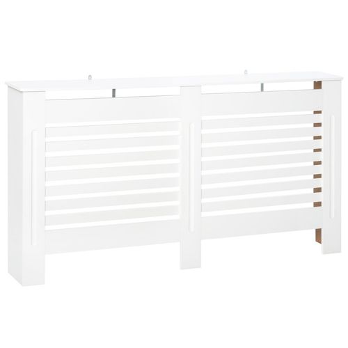 Modern Radiator Cover Cabinet Slatted Design MDF White Medium