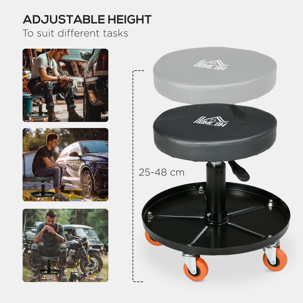 Adjustable Mechanic Stool with Tool Tray & Wheels: The Workshop Companion!
