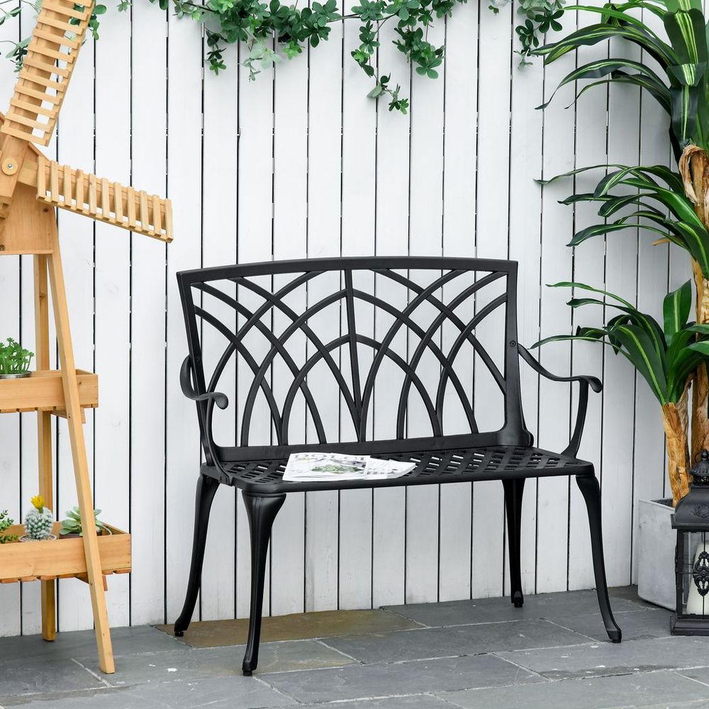 2-Seater Cast Aluminium Garden Bench Loveseat: Ergonomic & Stylish