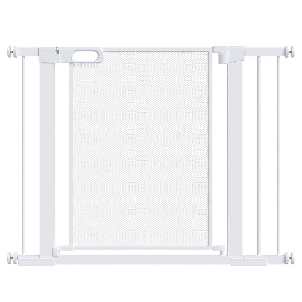 Pressure Fit Safety Gate for Doorways and Staircases, Dog Gate w/ Auto Closing Door, Pet Barrier for Hallways w/ Double Locking, Openings 75-103CM - White