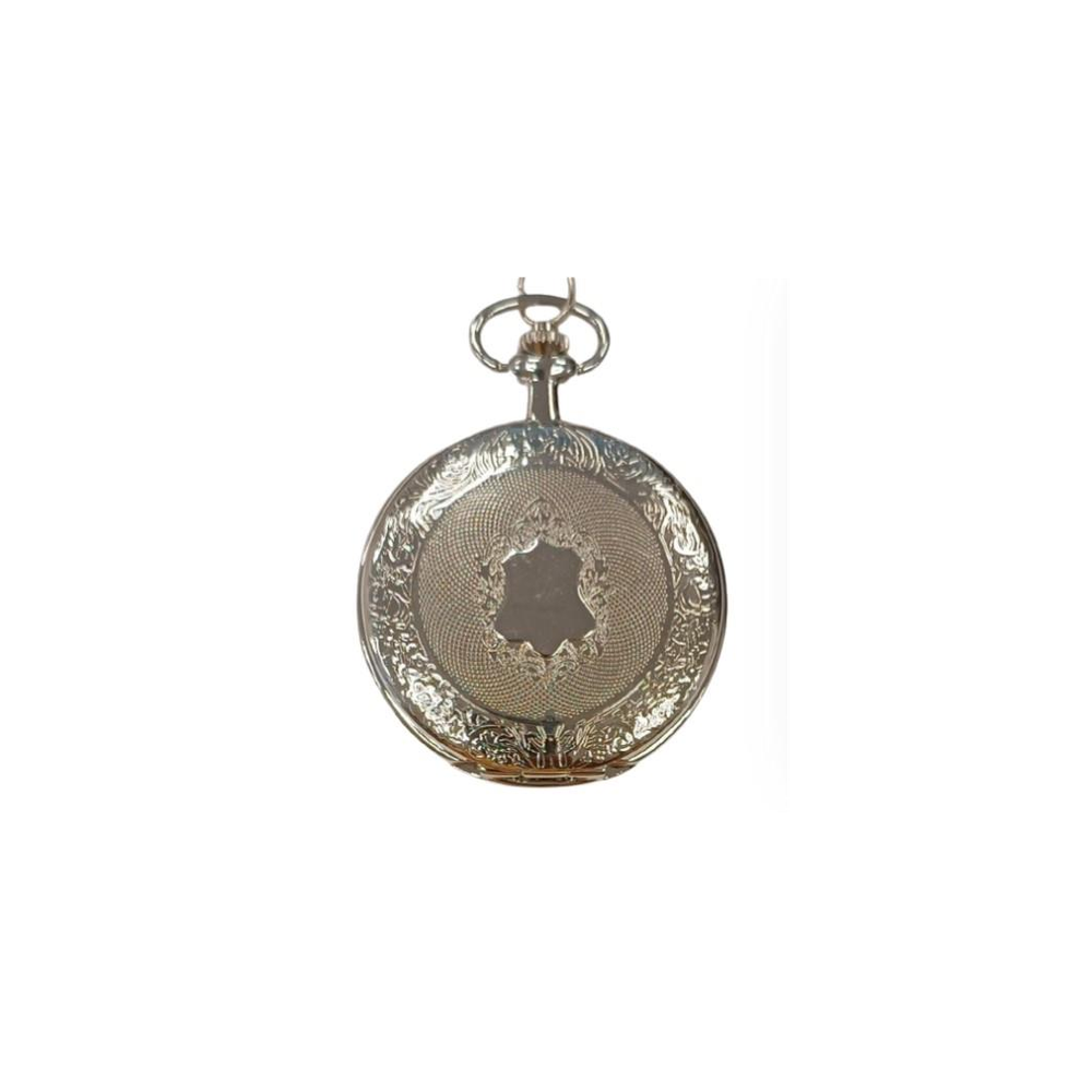 Jakob Strauss Classic Silver Tone & 12 Inch Brass Chain Pocket Watch - NEEDS RE-BATTERY