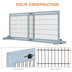 Adjustable Wooden Pet Gate Freestanding Dog Barrier for Doorway, Grey