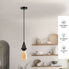 Vintage Industrial Black Pendant Light Fitting, lampshade Holder Fitting Set with 2m Cable. in Black