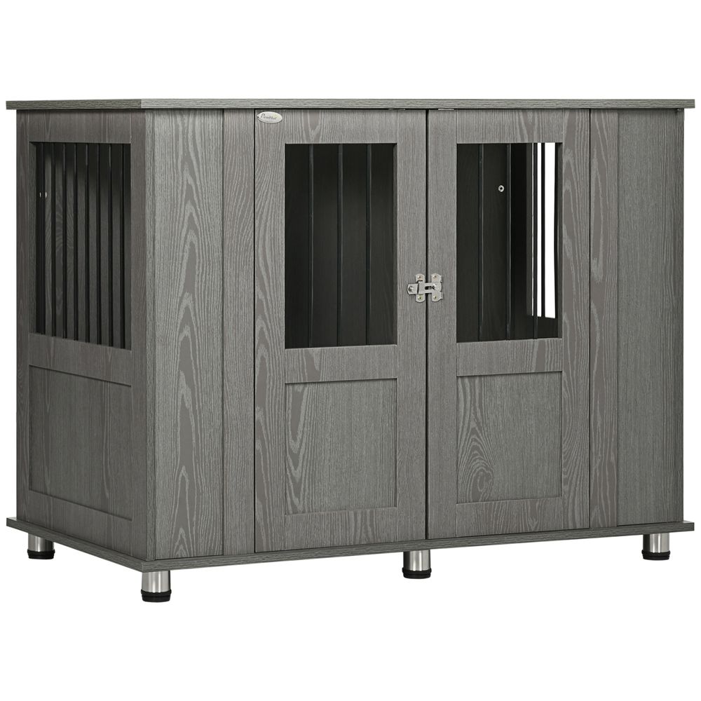 Large Dog Crate Cage - Indoor End Table Kennel, Grey