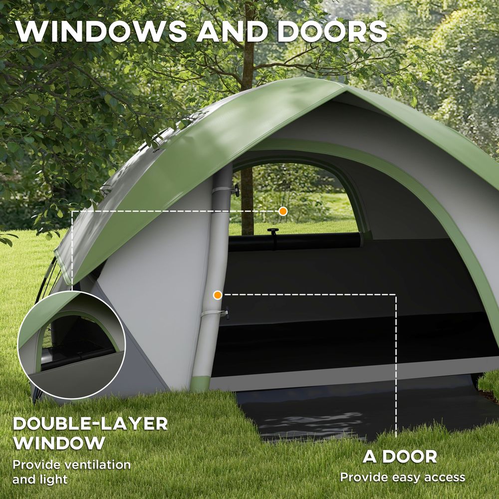 4-5 Man Camping Tent - 3000mm Waterproof - Green