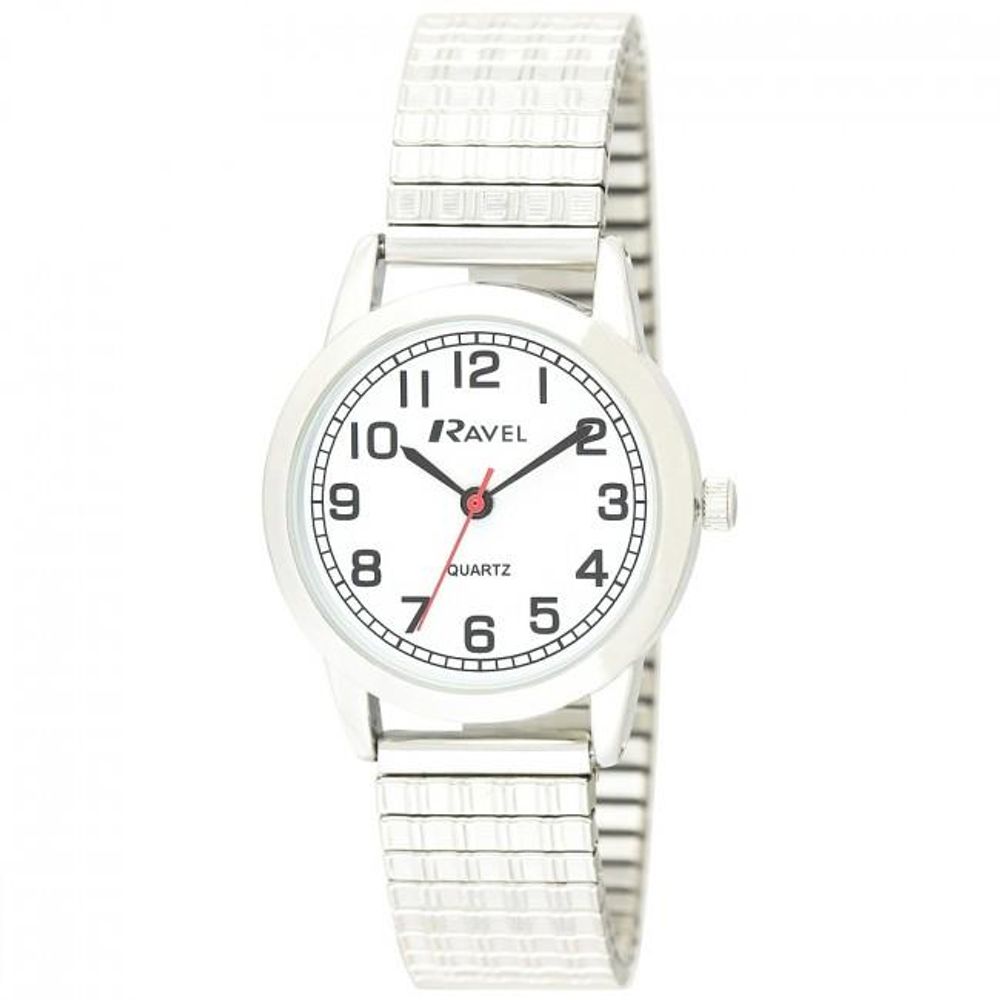 Ladies Bold Number White Dial Expander Bracelet Watch