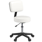 Salon Chair: Adjustable, Swivel, Padded Seat & Back, 5 Wheels - White