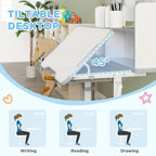 Kids Desk and Chair Set w/ Tiltable Desktop Reading Rack