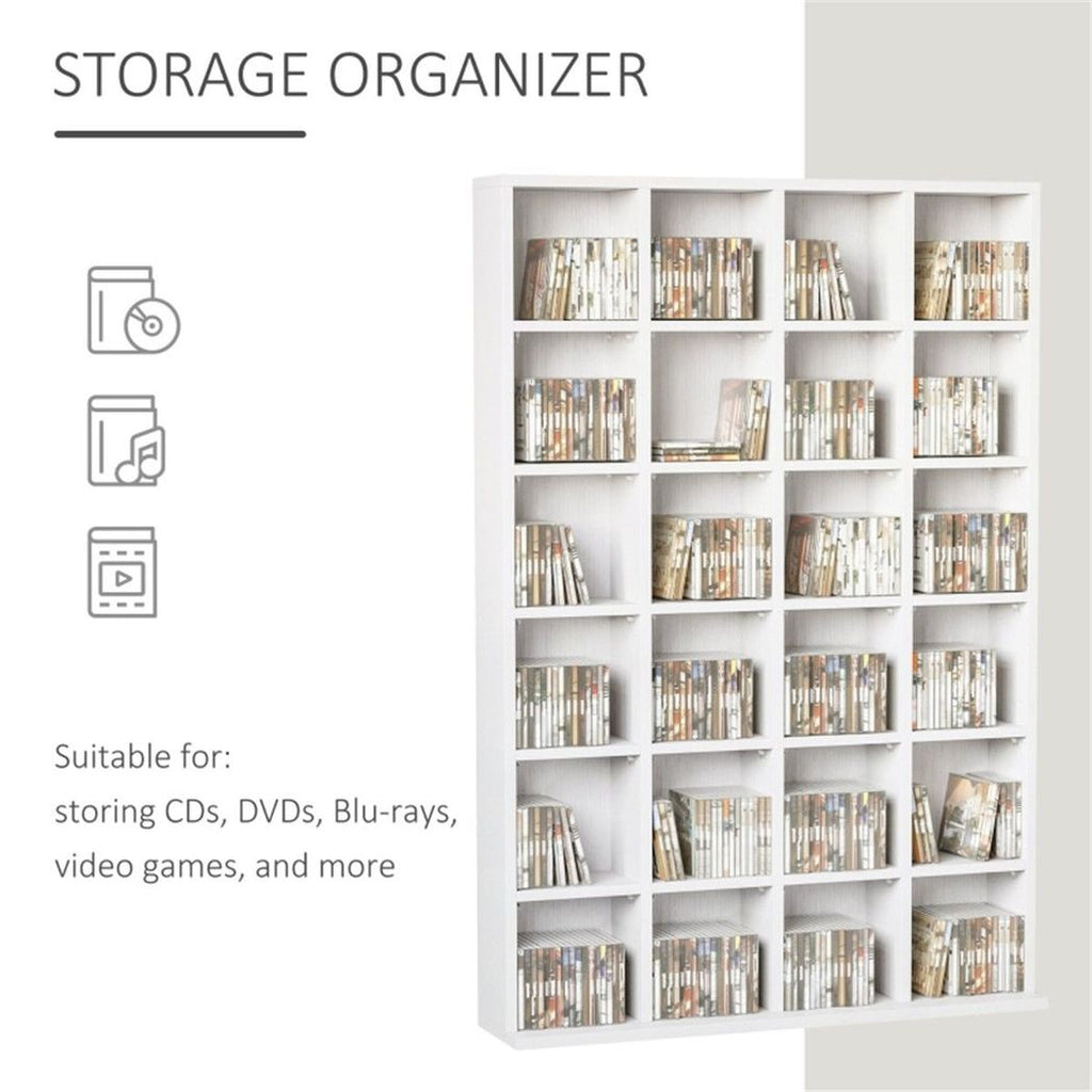 Bookcase Cabinet / Storage Cabinet White (Upto 480 CDs | 312 DVDs/Blu-rays) 89W x 20D x 130.5Hcm