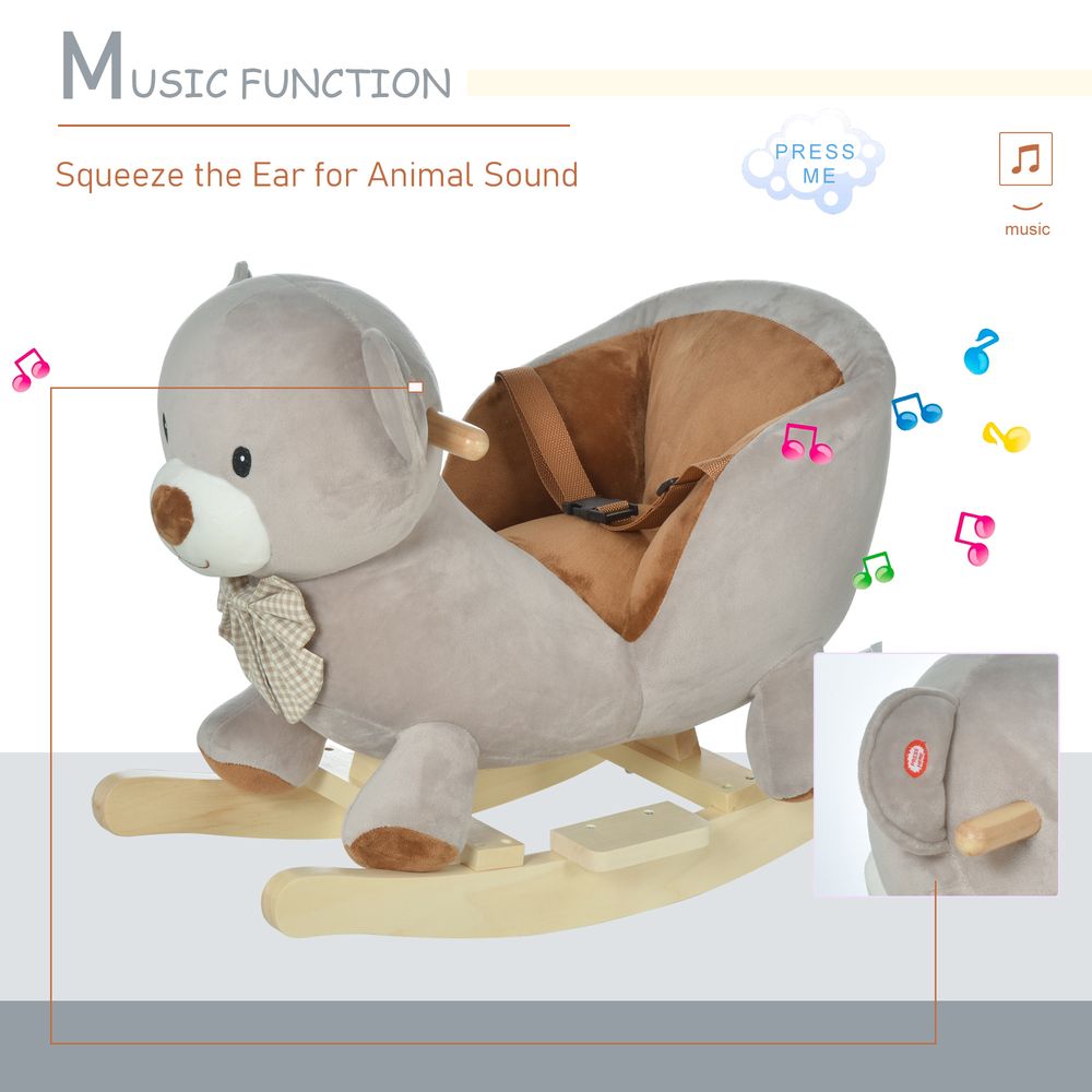 Kids Rocking Bear Plush Ride On - Safe & Secure
